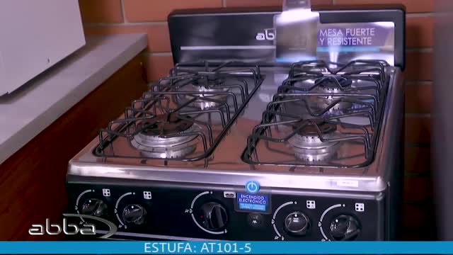 Estufa de Piso ABBA 4 Puestos Gas Propano AT101-5 Negro | Alkosto